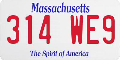 MA license plate 314WE9