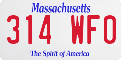 MA license plate 314WF0