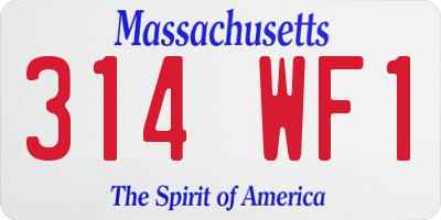 MA license plate 314WF1