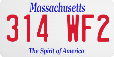 MA license plate 314WF2