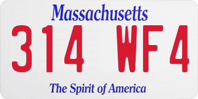 MA license plate 314WF4