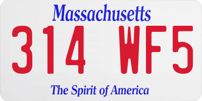 MA license plate 314WF5