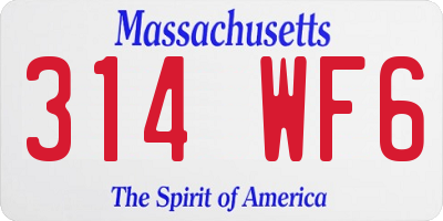 MA license plate 314WF6