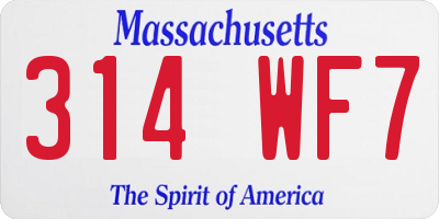 MA license plate 314WF7