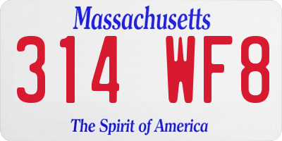 MA license plate 314WF8