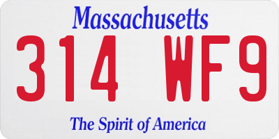 MA license plate 314WF9