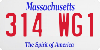 MA license plate 314WG1