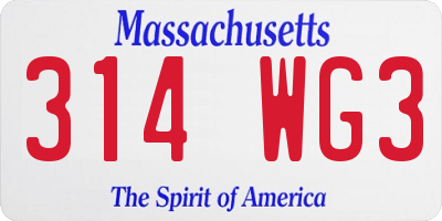 MA license plate 314WG3