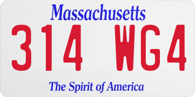 MA license plate 314WG4