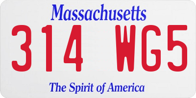 MA license plate 314WG5