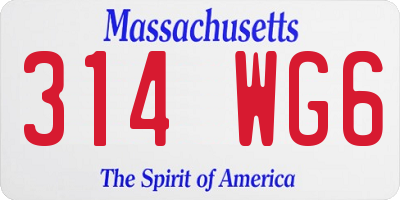 MA license plate 314WG6