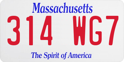 MA license plate 314WG7