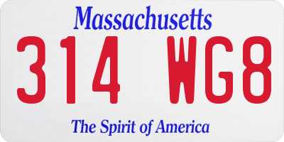 MA license plate 314WG8
