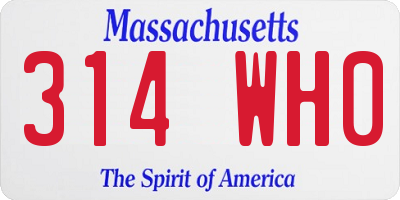 MA license plate 314WH0