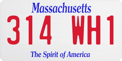 MA license plate 314WH1