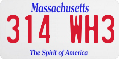 MA license plate 314WH3