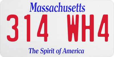MA license plate 314WH4