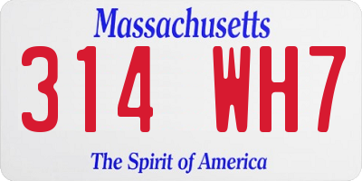 MA license plate 314WH7