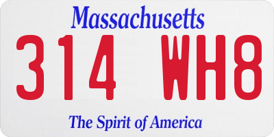 MA license plate 314WH8