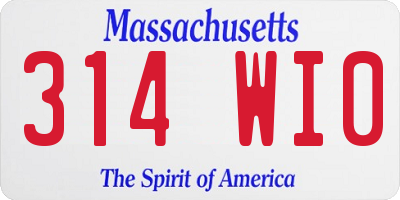MA license plate 314WI0