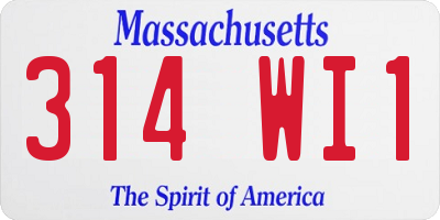 MA license plate 314WI1