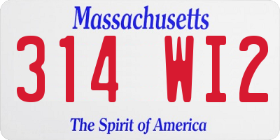 MA license plate 314WI2