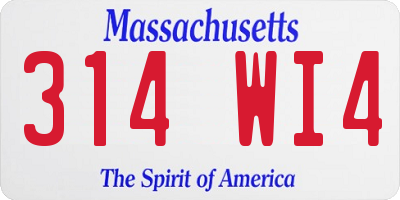 MA license plate 314WI4