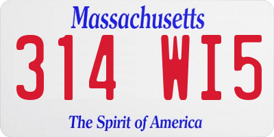 MA license plate 314WI5