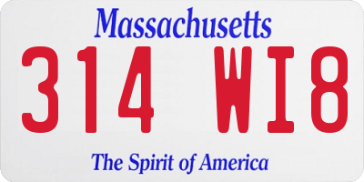 MA license plate 314WI8