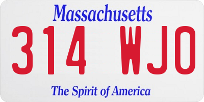 MA license plate 314WJ0