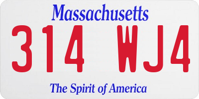 MA license plate 314WJ4