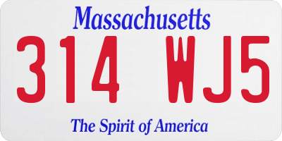 MA license plate 314WJ5