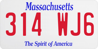 MA license plate 314WJ6