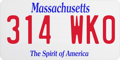 MA license plate 314WK0