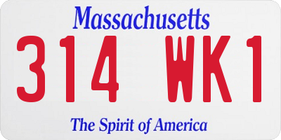 MA license plate 314WK1