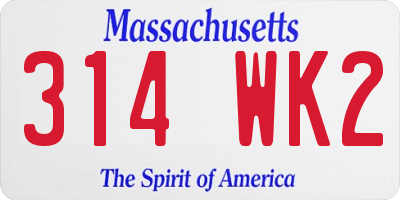 MA license plate 314WK2