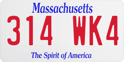 MA license plate 314WK4