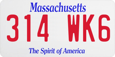 MA license plate 314WK6