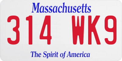 MA license plate 314WK9