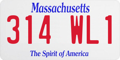 MA license plate 314WL1