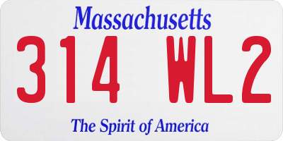 MA license plate 314WL2