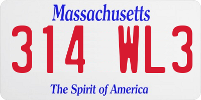 MA license plate 314WL3