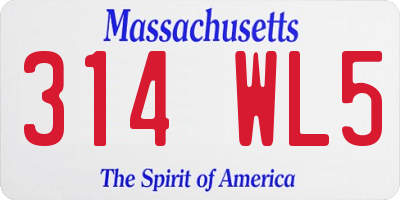 MA license plate 314WL5