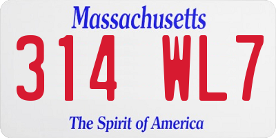 MA license plate 314WL7
