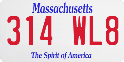 MA license plate 314WL8