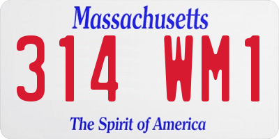 MA license plate 314WM1