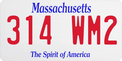 MA license plate 314WM2