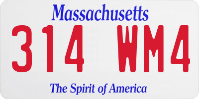MA license plate 314WM4