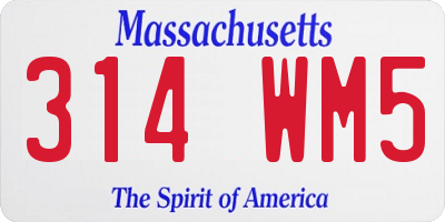 MA license plate 314WM5