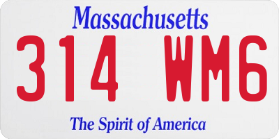 MA license plate 314WM6